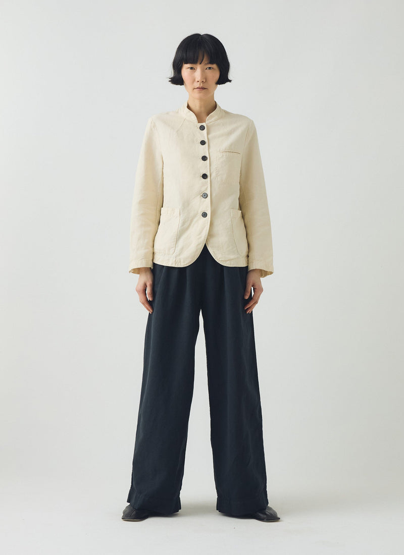 Corinne Cotton Linen Wide Leg Trousers | Slate Navy