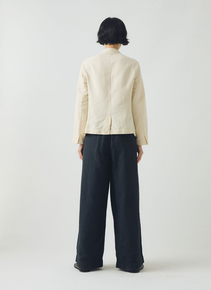 Corinne Cotton Linen Wide Leg Trousers | Slate Navy