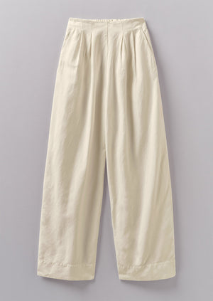 Cotton Linen Wide Leg Trousers | Parchment