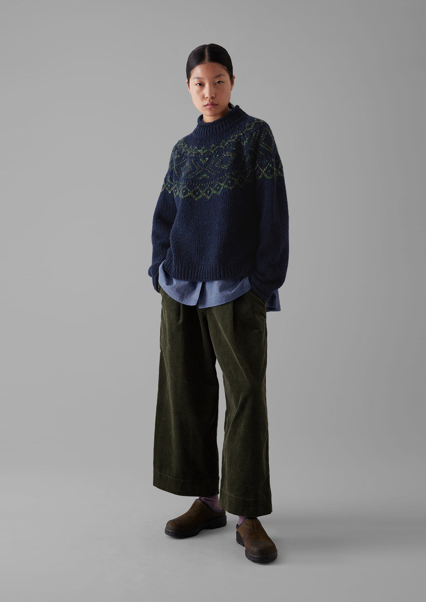 Organic Cord Pleat Front Trousers | Seaweed