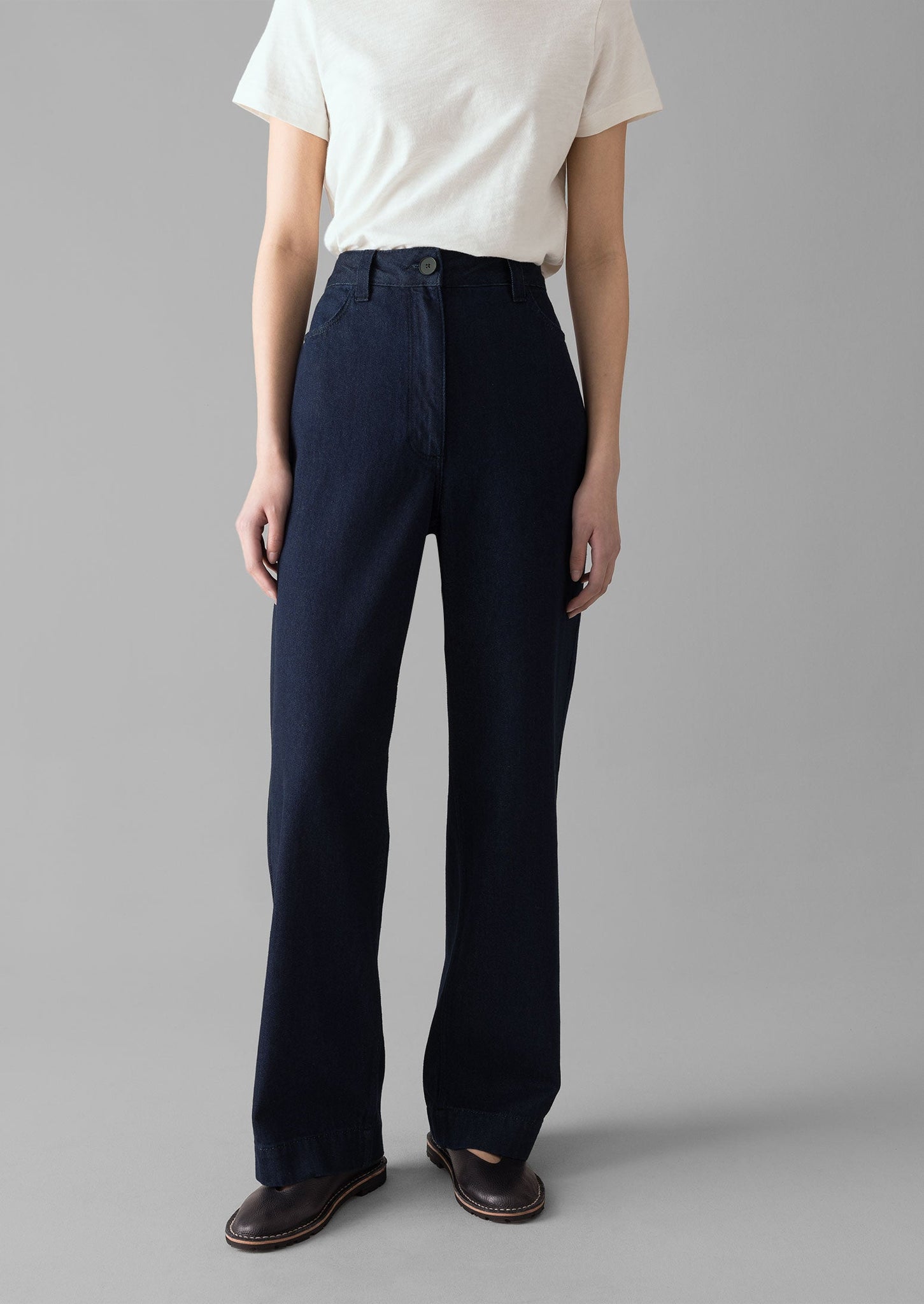 Indigo Denim Slim Leg Trousers | Indigo