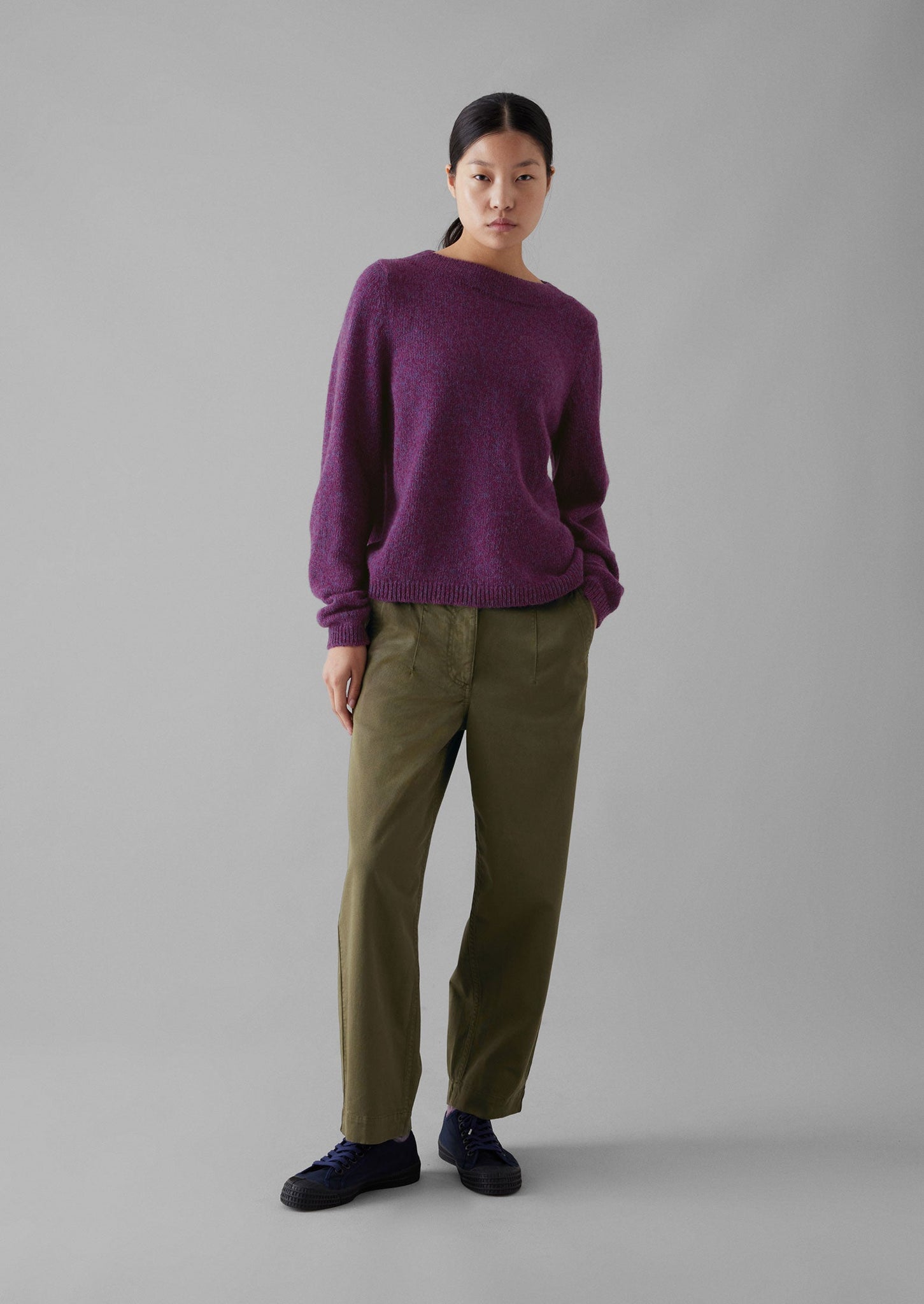 Darted Cotton Twill Trousers | Phosphorite Green