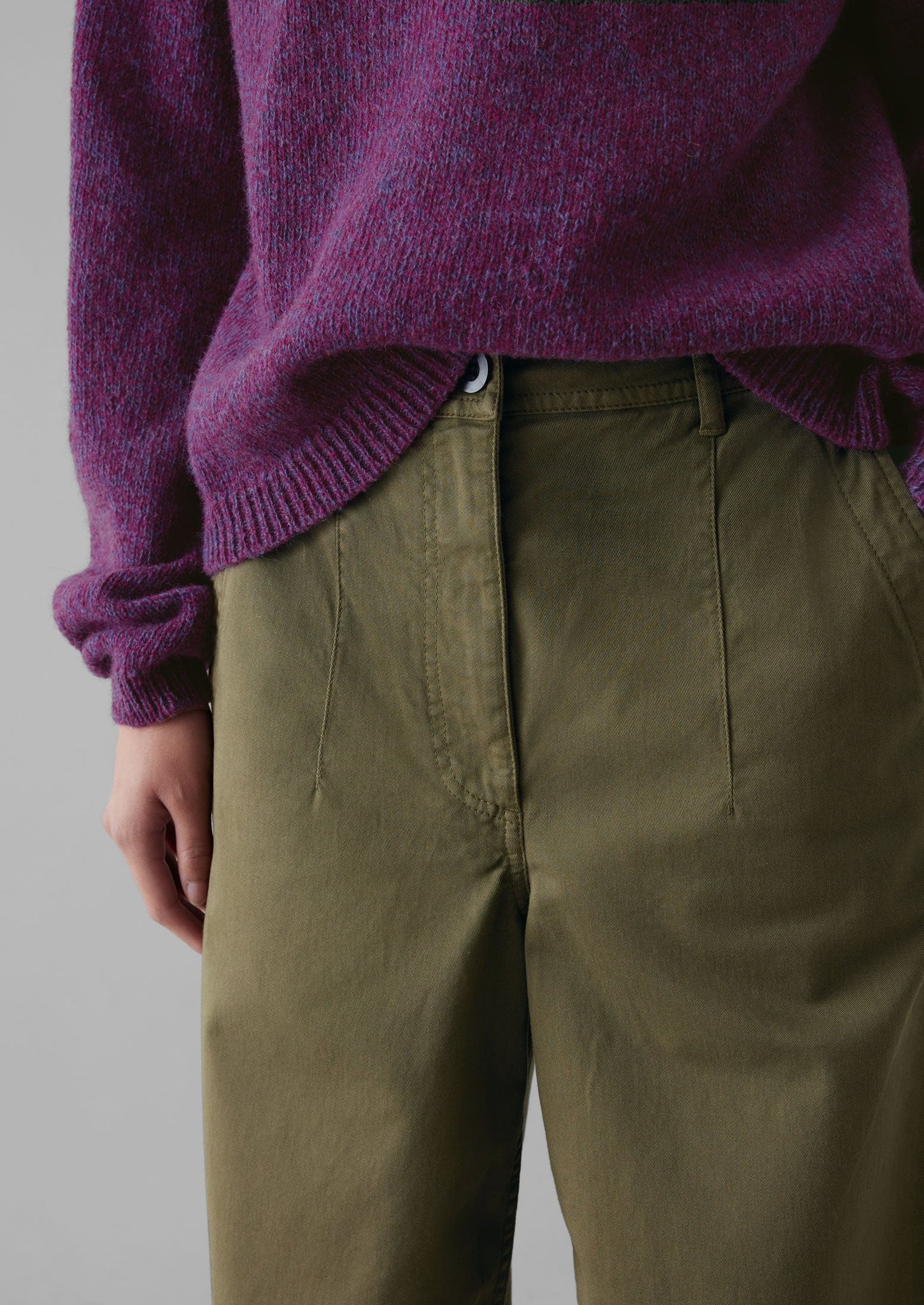 Darted Cotton Twill Trousers | Phosphorite Green