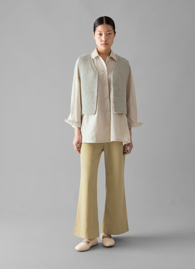 Cotton Canvas Kick Flare Trousers | Shale Stone