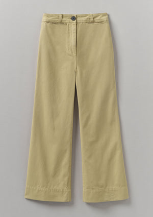 Cotton Canvas Kick Flare Trousers | Shale Stone