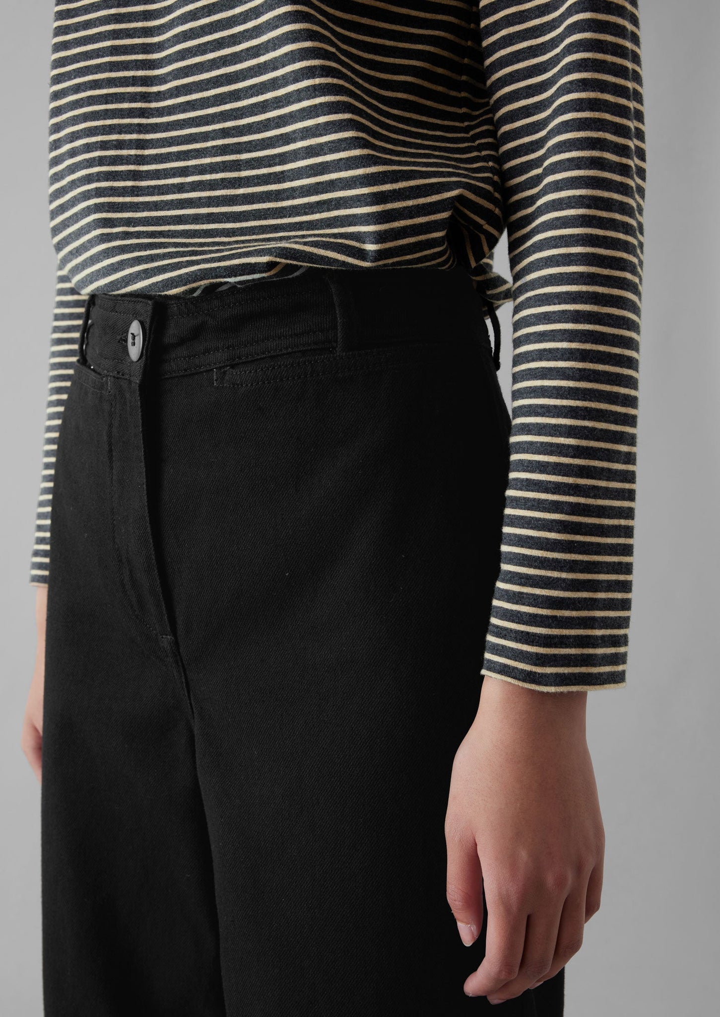 Denim Straight Leg Trousers | Black