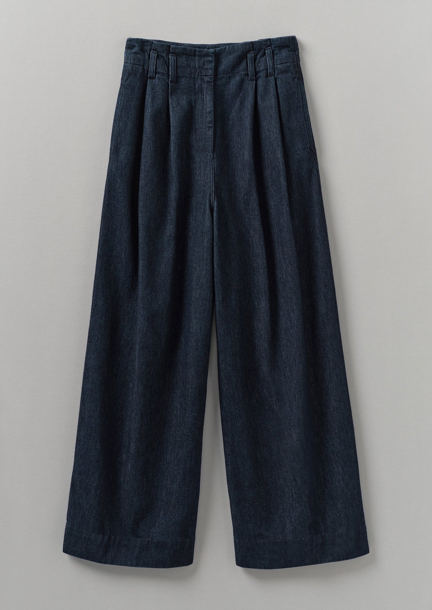 Cotton Hemp Denim Wide Leg Trousers | Indigo