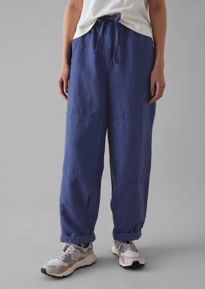 Garment Dyed Cotton Linen Canvas Trousers | Indigo