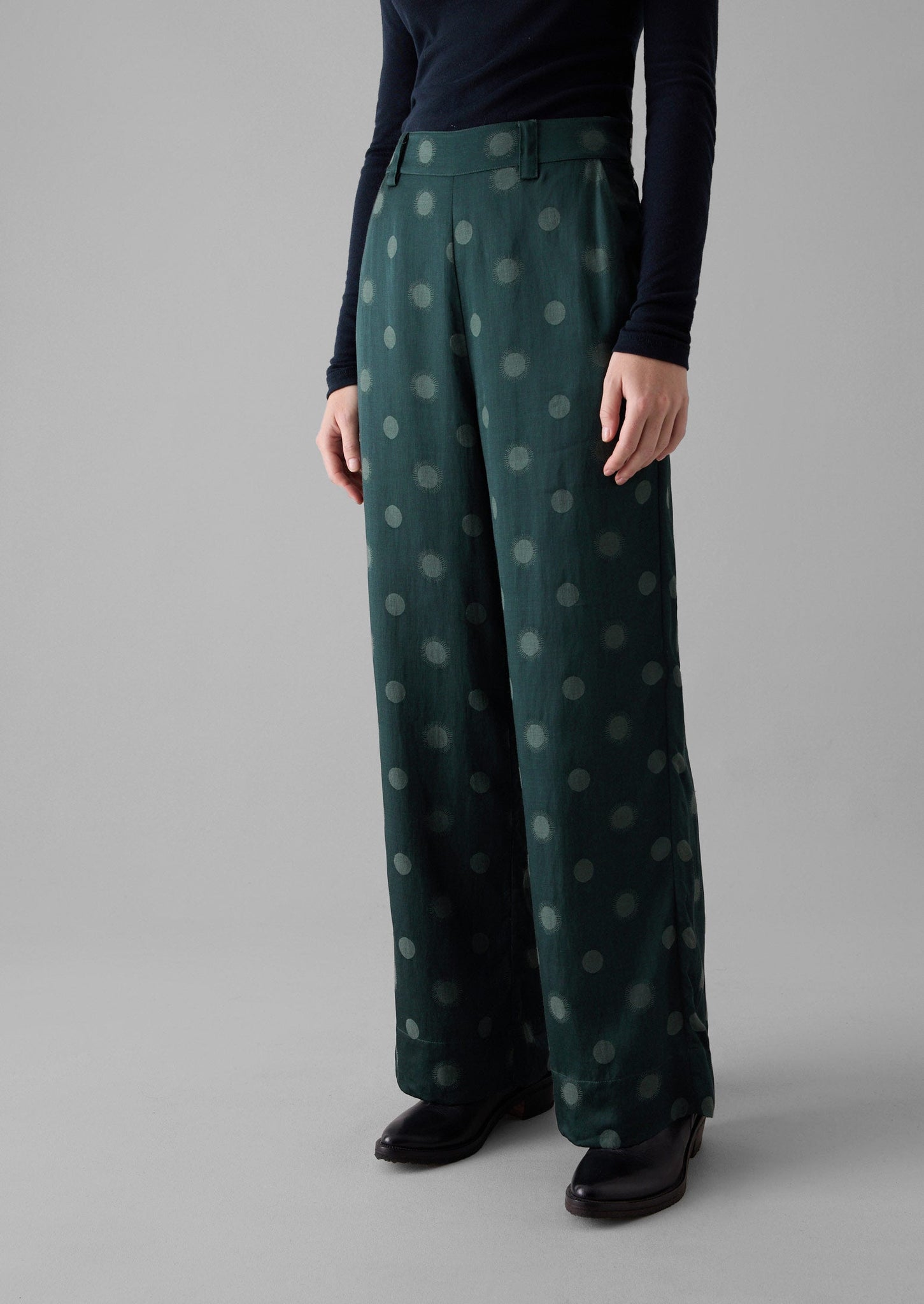 Sun and Moon Jacquard Trousers | Oil