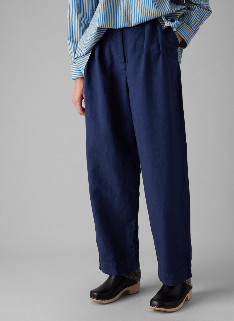 Cotton Linen Herringbone Trousers | Maize Blue