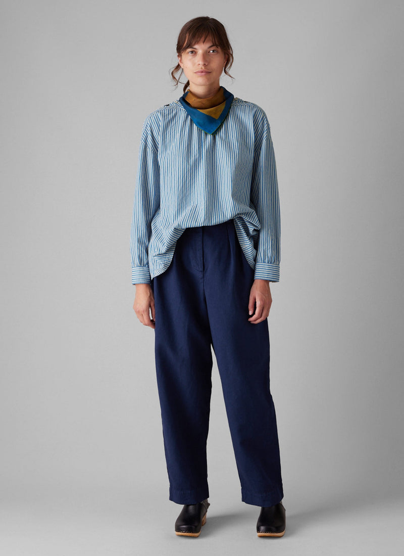 Cotton Linen Herringbone Trousers | Maize Blue