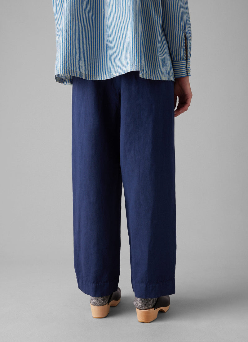Cotton Linen Herringbone Trousers | Maize Blue