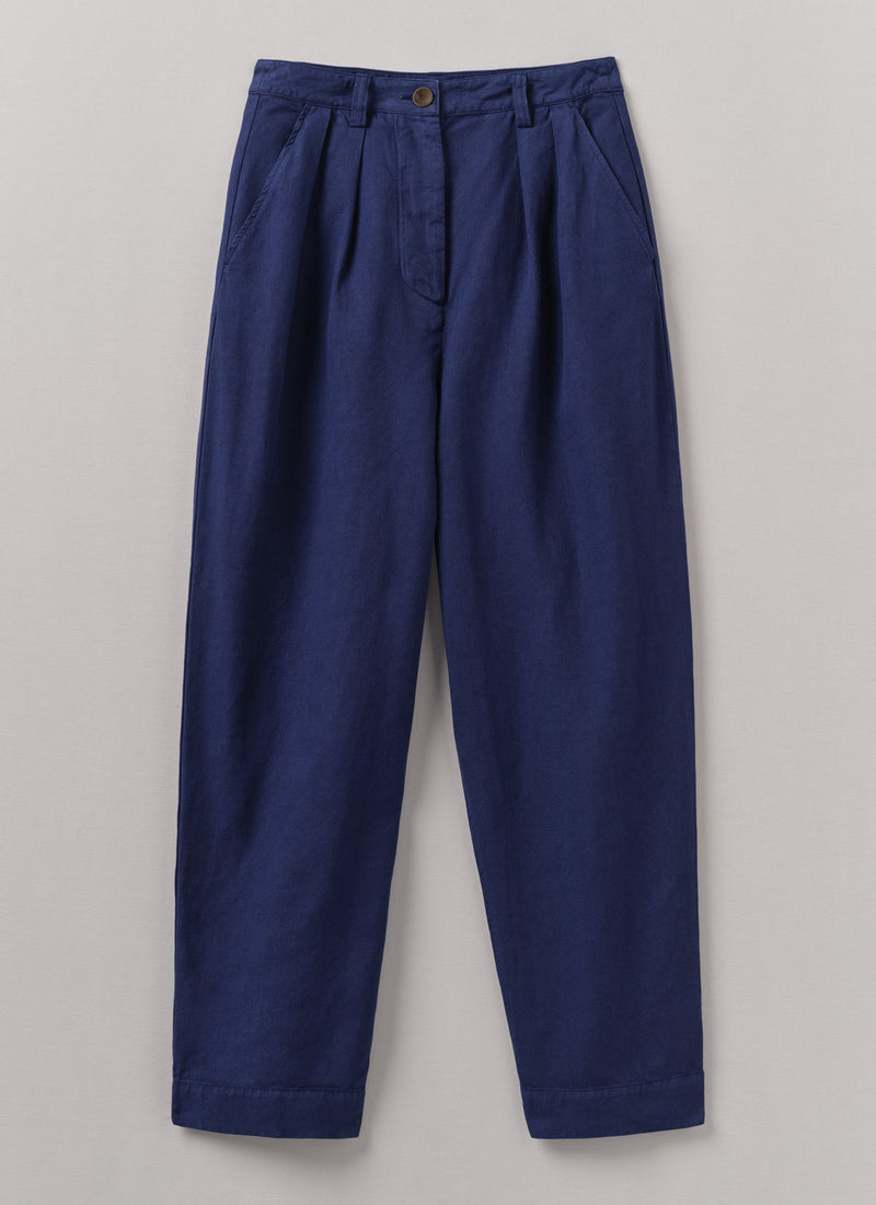 Cotton Linen Herringbone Trousers | Maize Blue