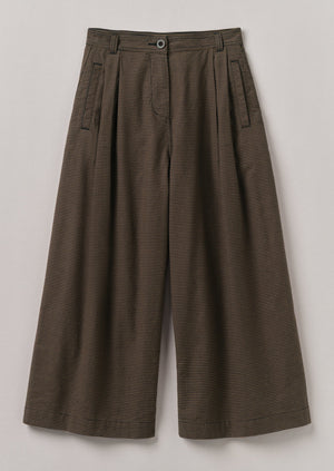 Birch Gingham Pleat Front Trousers | Burnt Umber