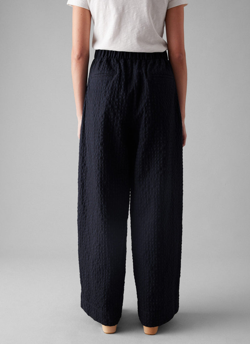 Corinne Herringbone Wide Leg Trousers | Navy