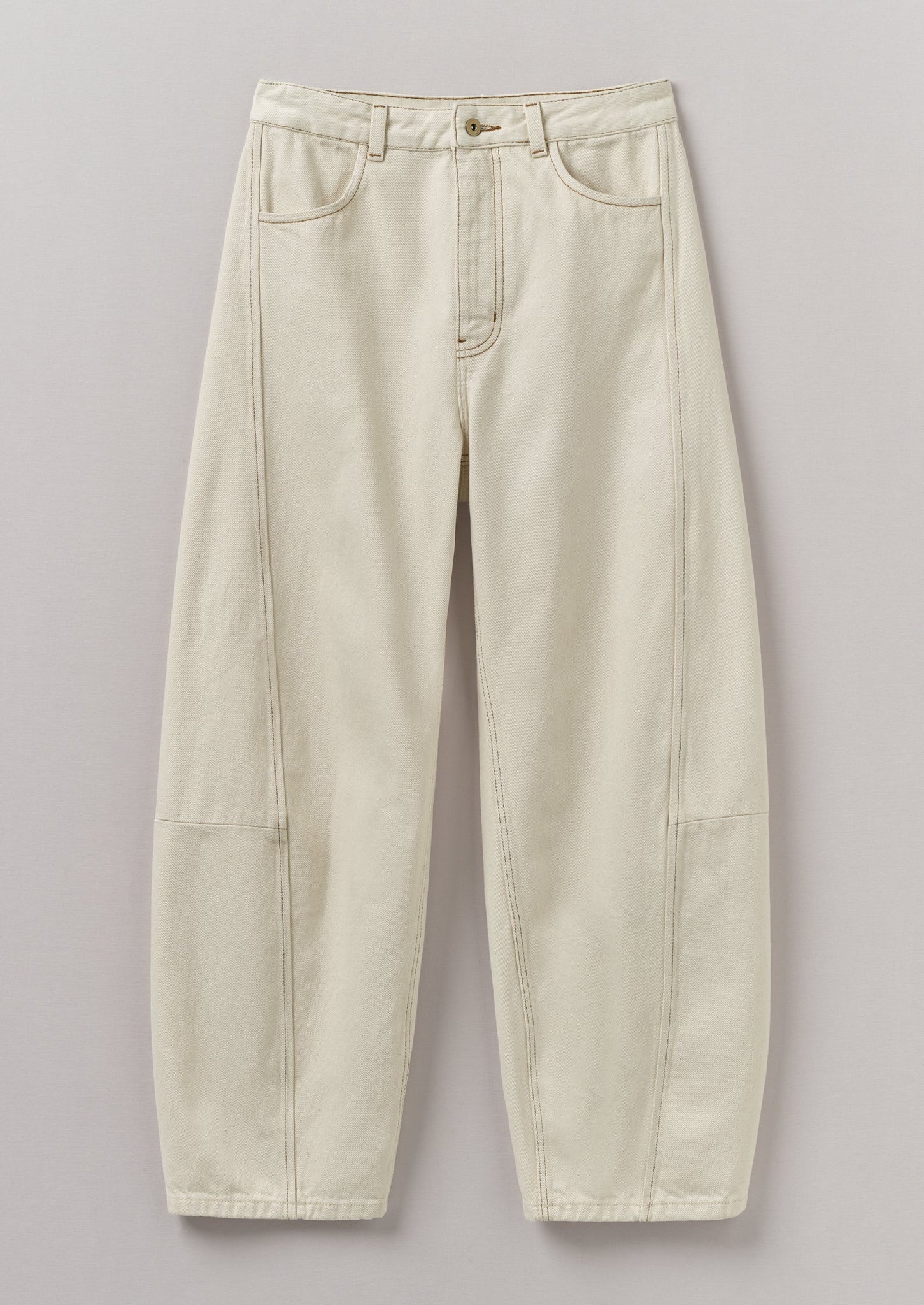 Sculptural Seamed Ecru Denim Trousers | Ecru