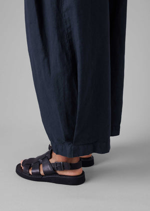 Cotton Linen Canvas Wide Leg Trousers | Anthracite