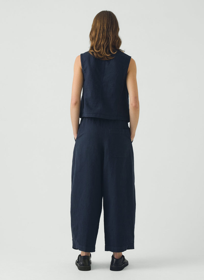 Carys Cotton Linen Canvas Wide Leg Trousers | Anthracite