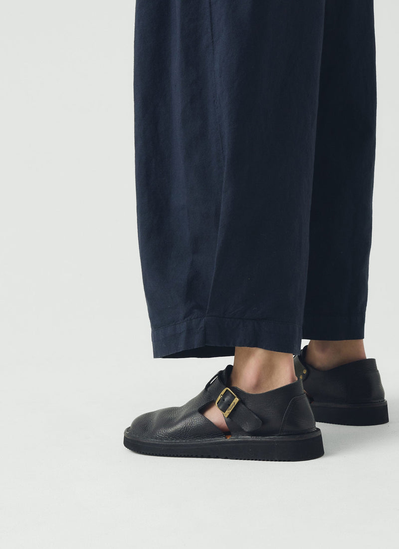 Carys Cotton Linen Canvas Wide Leg Trousers | Anthracite