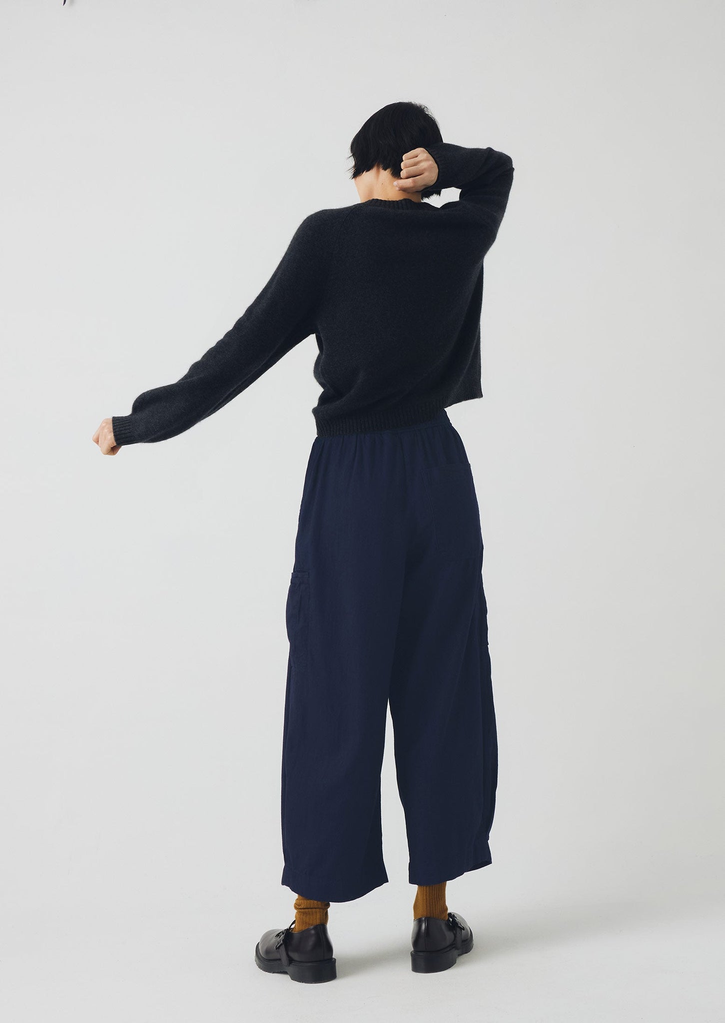 Cotton Twill Wide Leg Trousers | Indigo