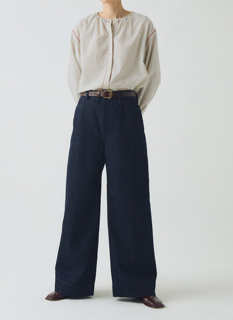 Wide Leg Denim Trousers | Indigo