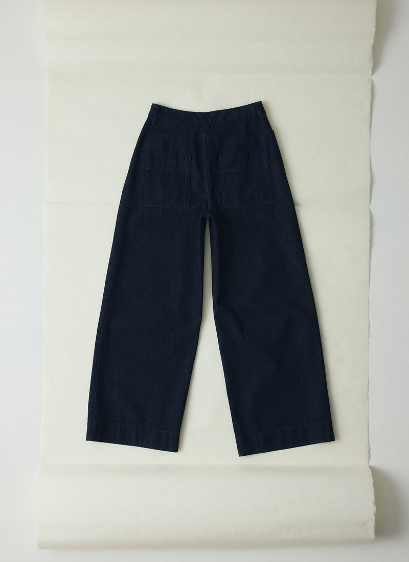 Wide Leg Denim Trousers | Indigo