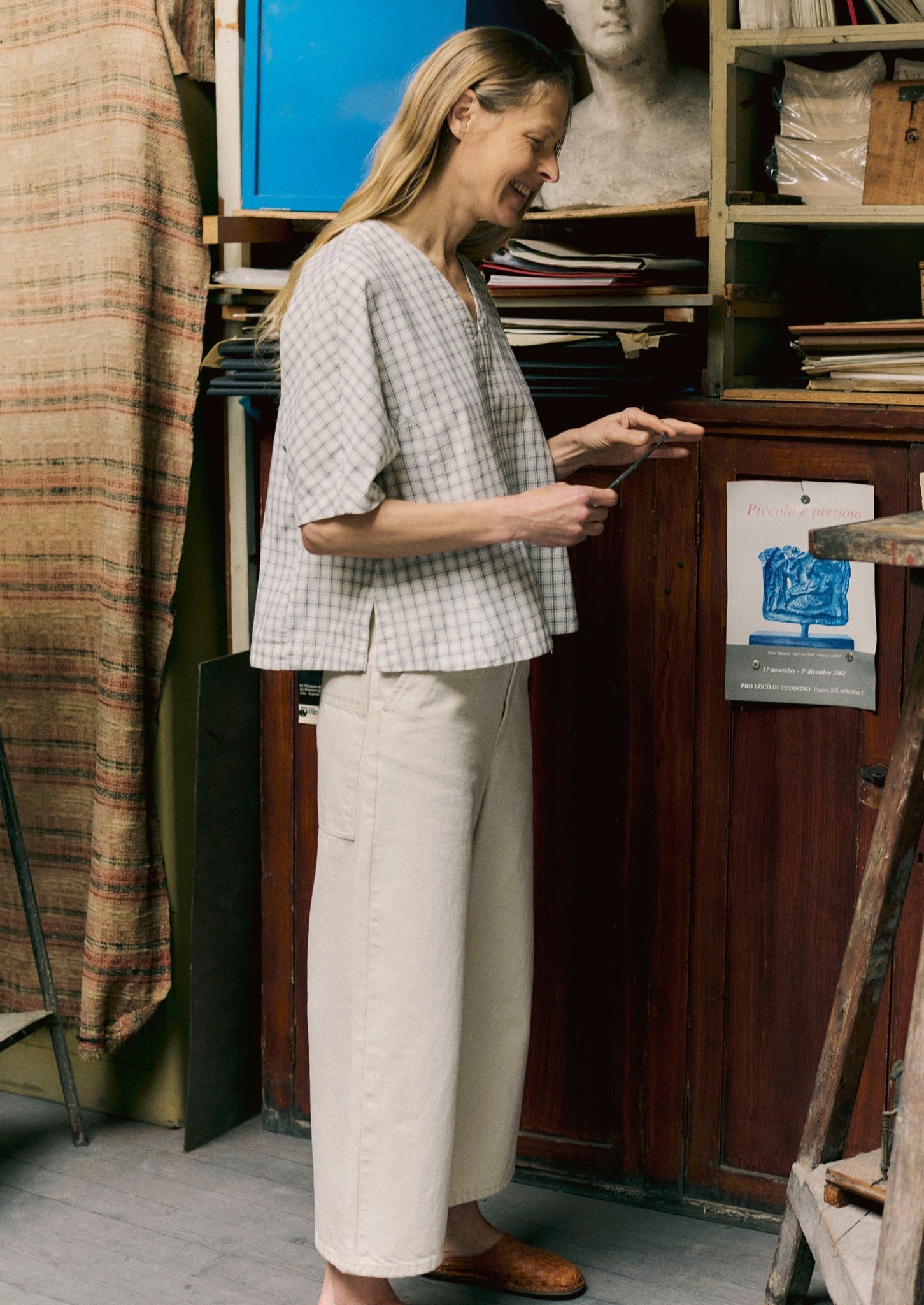 Relaxed Wide Leg Denim Trousers | Ecru