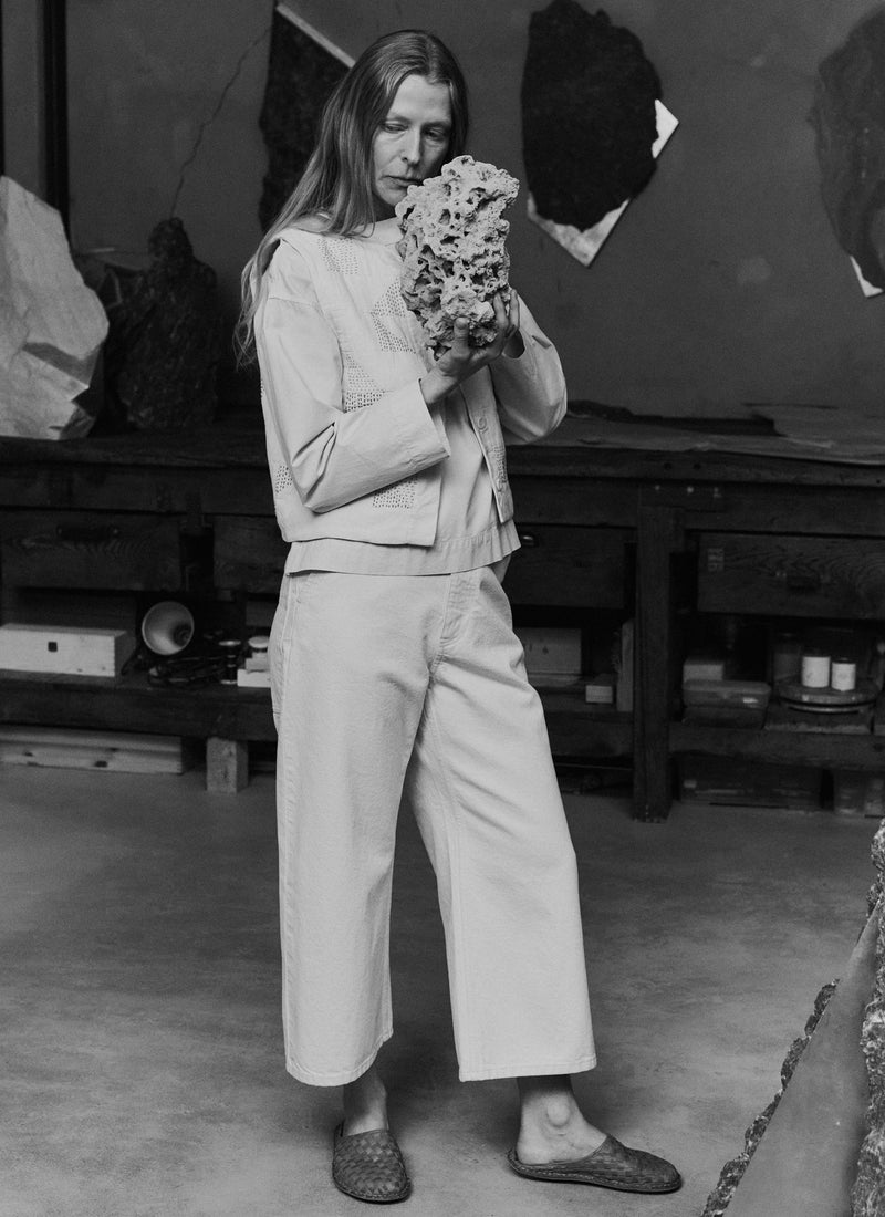 Relaxed Wide Leg Denim Trousers | Ecru