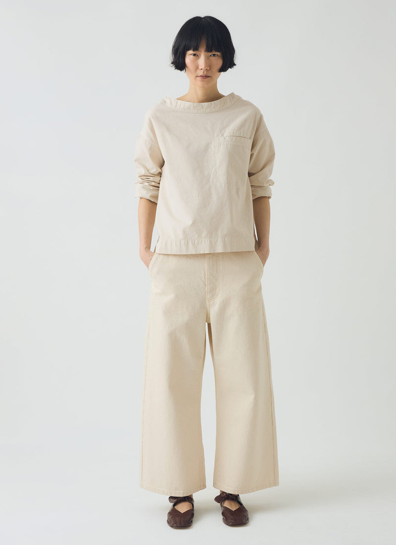 Relaxed Wide Leg Denim Trousers | Ecru