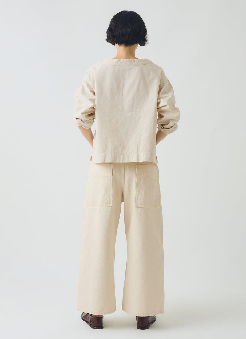 Relaxed Wide Leg Denim Trousers | Ecru