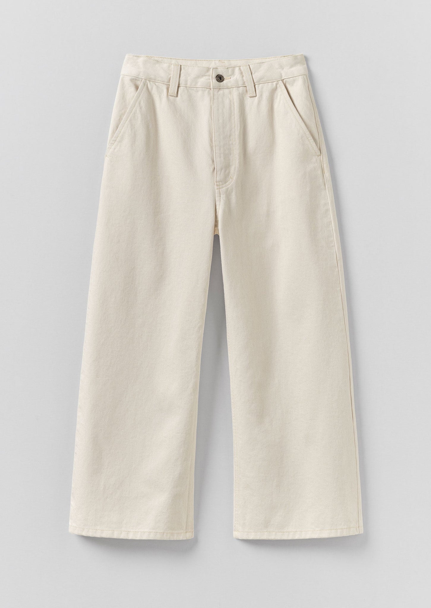 Relaxed Wide Leg Denim Trousers | Ecru