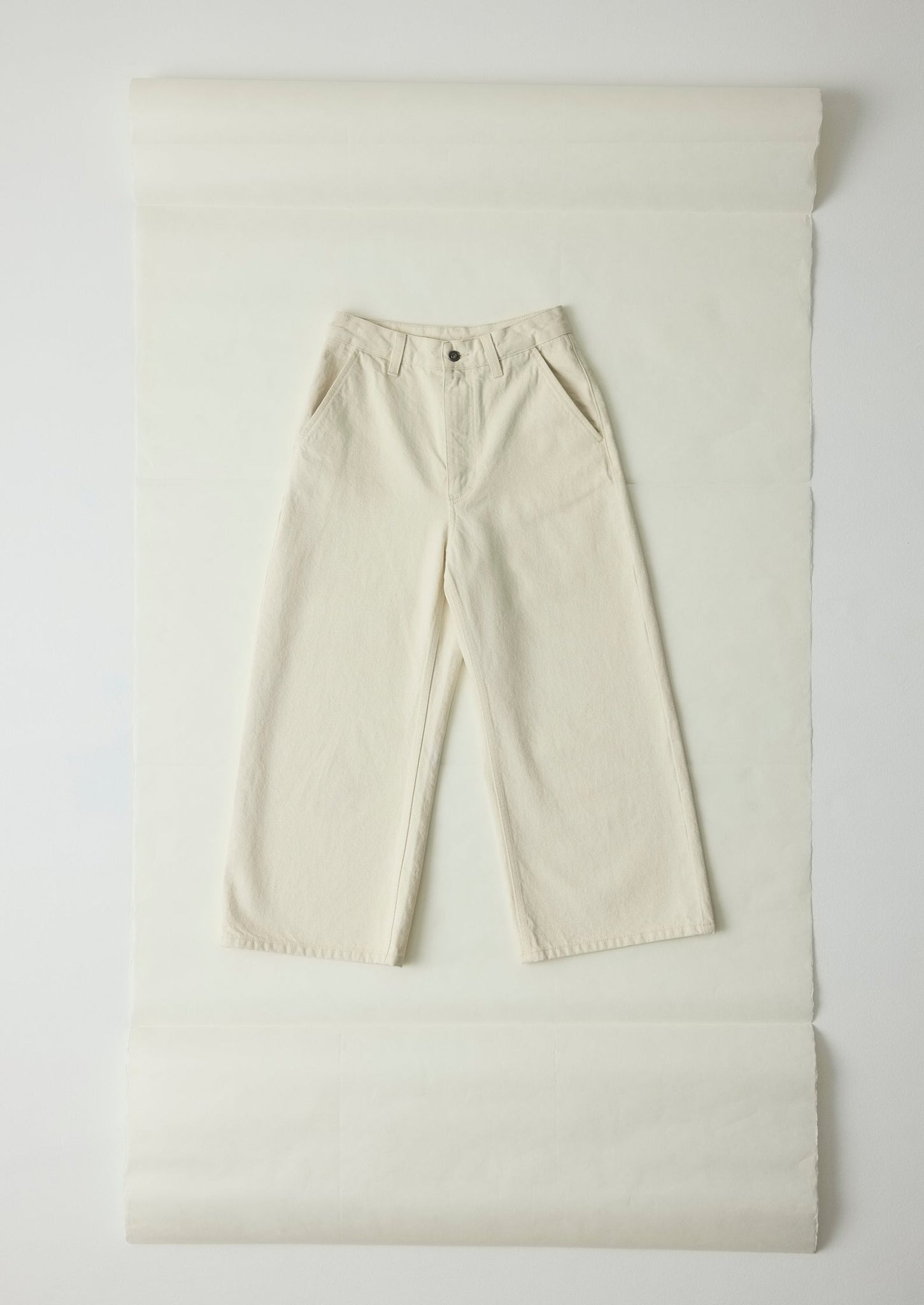 Relaxed Wide Leg Denim Trousers | Ecru