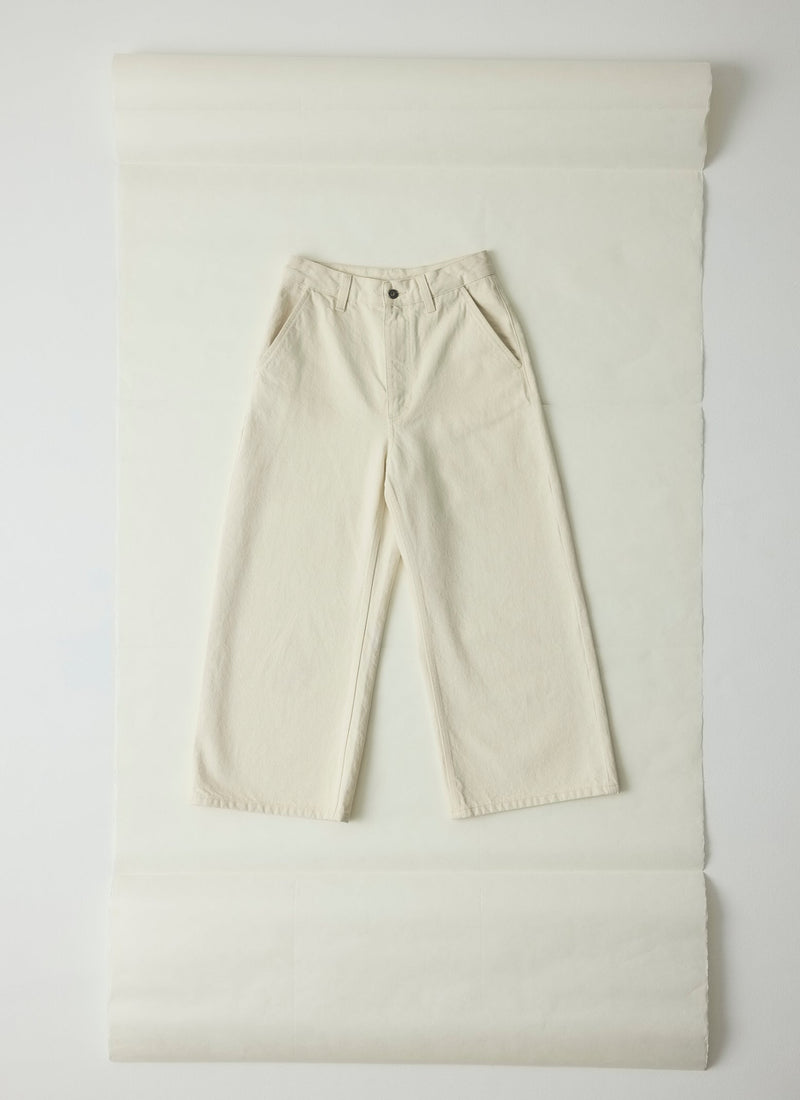 Relaxed Wide Leg Denim Trousers | Ecru