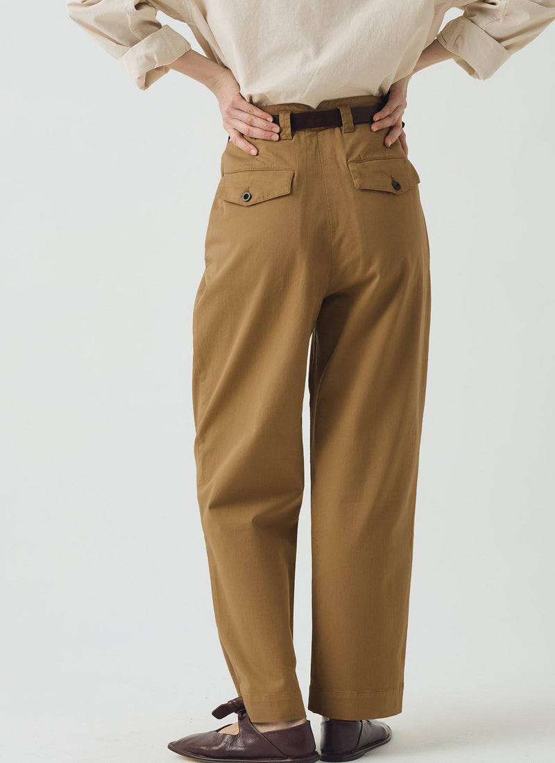 Cotton Pleat Front Trousers | Warm Sand