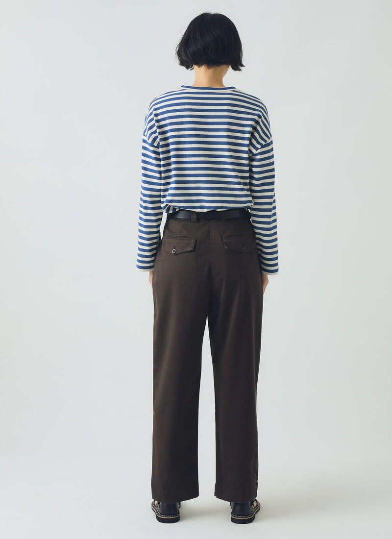 Cotton Pleat Front Trousers | Mocha Brown