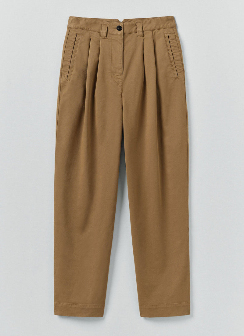 Cotton Pleat Front Trousers | Warm Sand