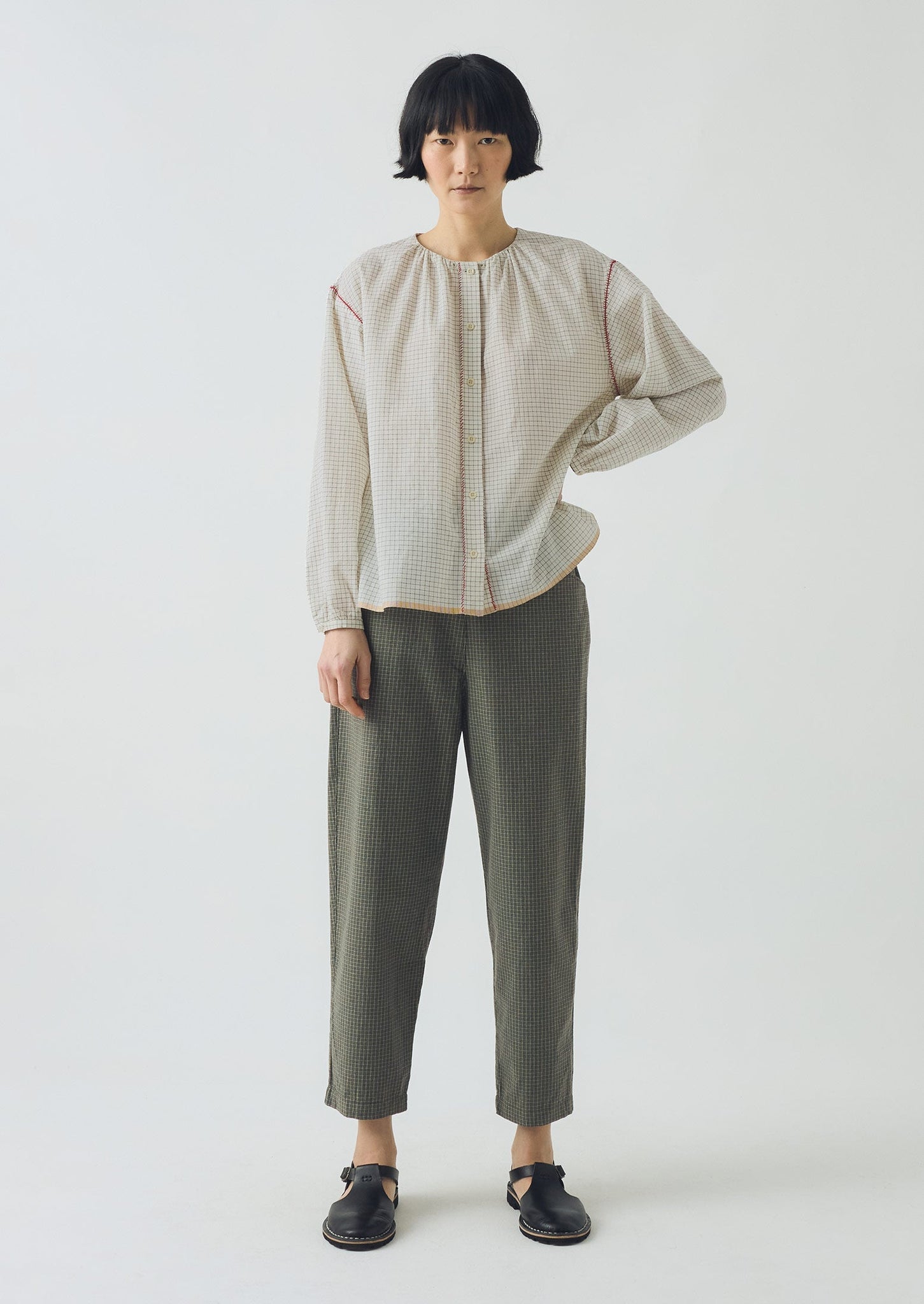 Alix Pixel Check Trousers | Matcha Green