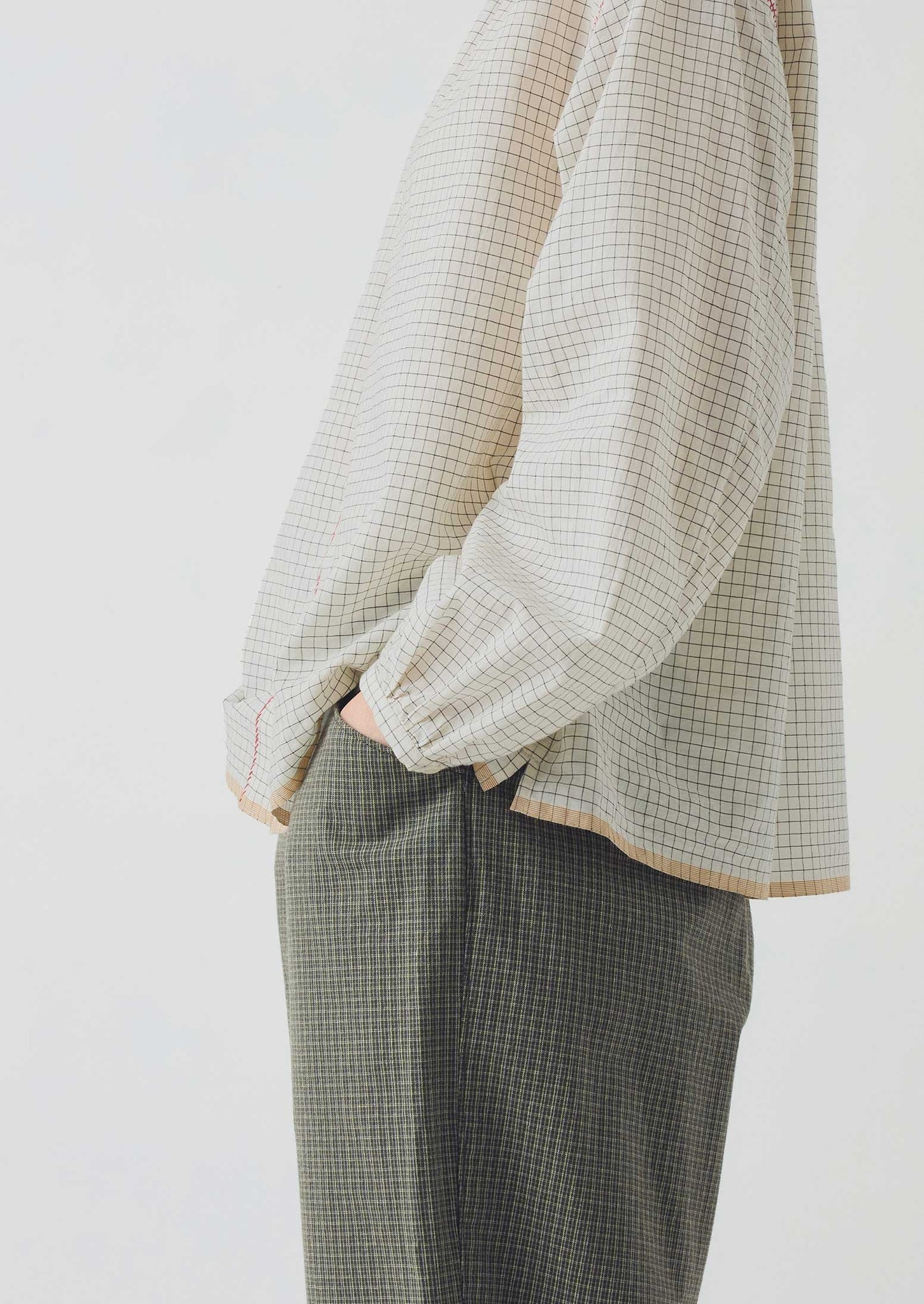 Alix Pixel Check Trousers | Matcha Green