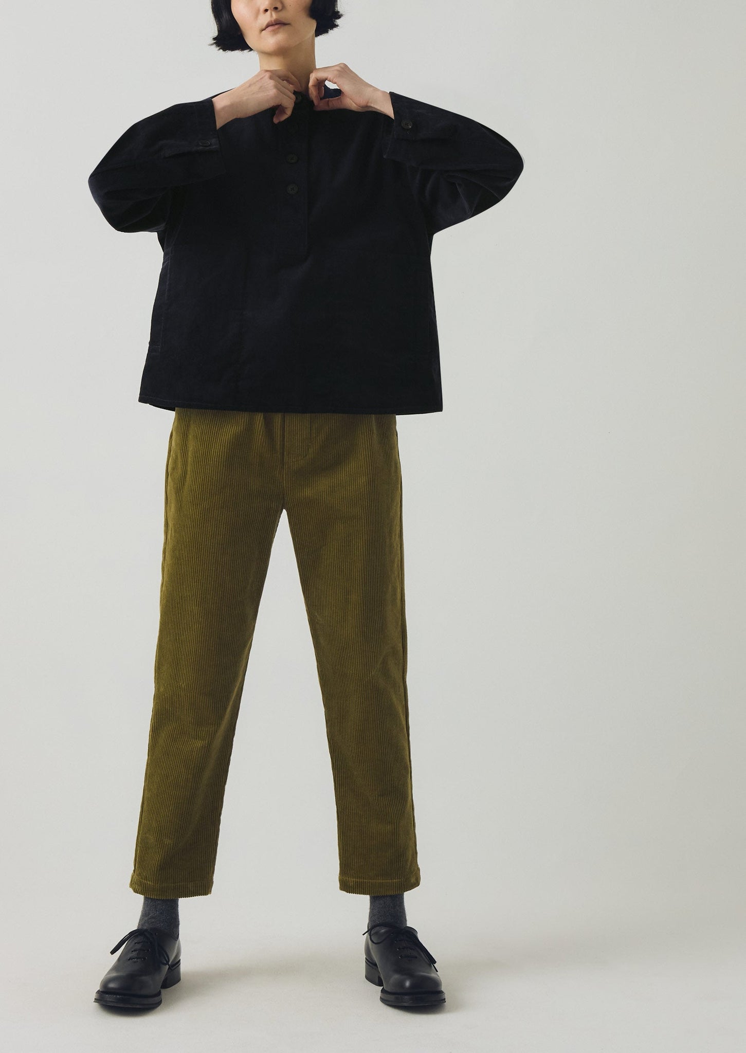 Gabi Organic Cord Pull On Trousers | Antique Olive