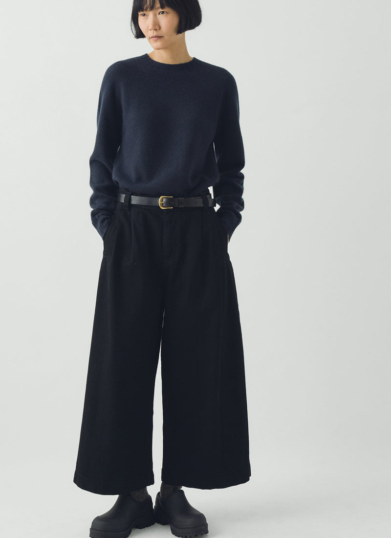 Denim Pleat Front Trousers | Carbon Black