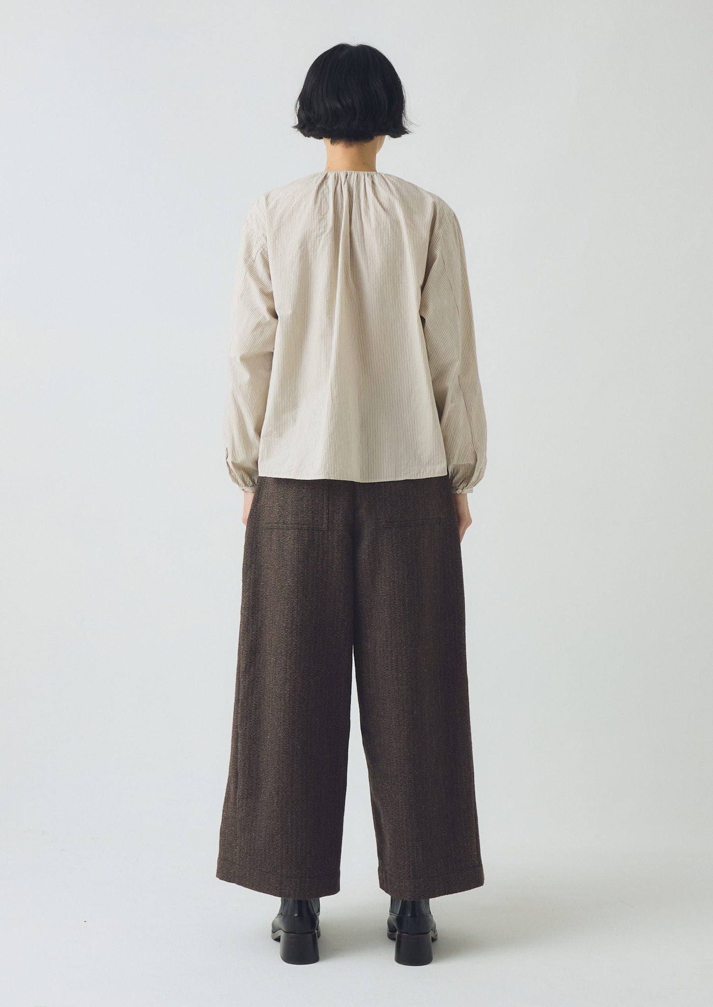 Wool Broken Herringbone Pleat Front Trousers | Charcoal Mouline