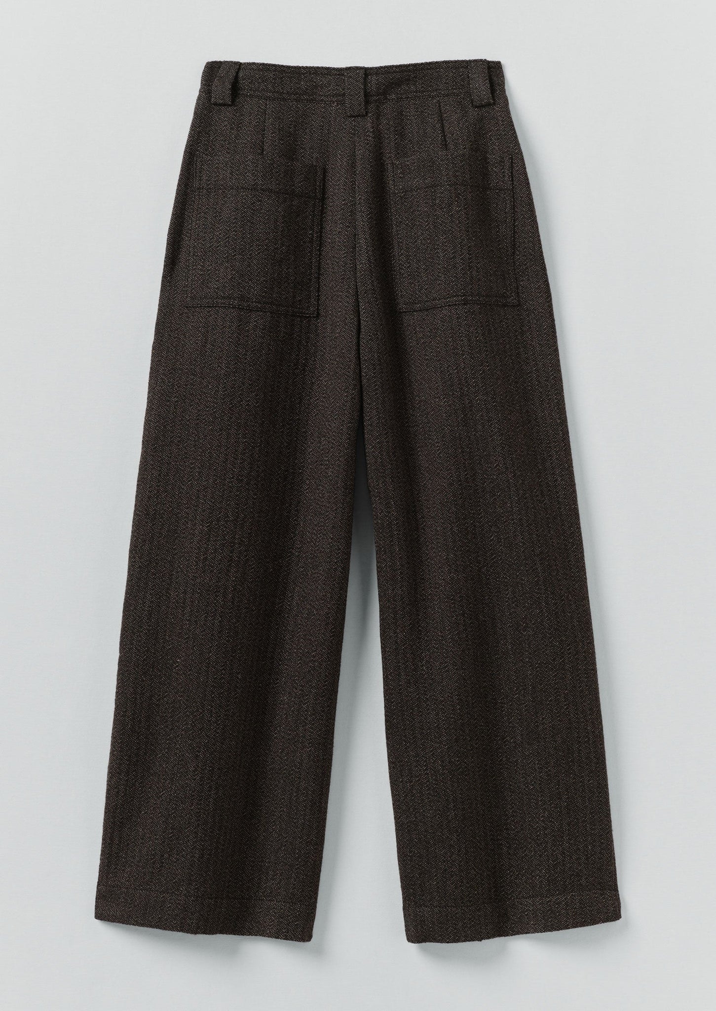 Wool Broken Herringbone Pleat Front Trousers | Charcoal Mouline