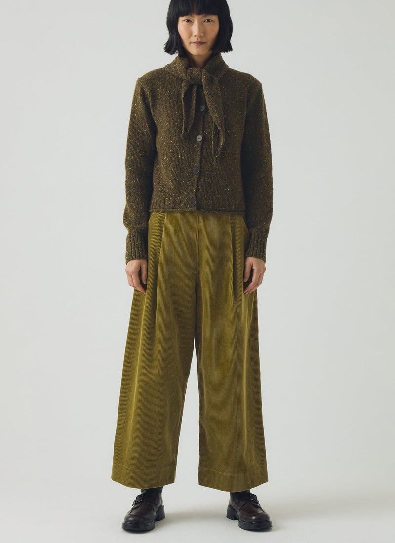 Cord Pleat Front Trousers | Antique Olive