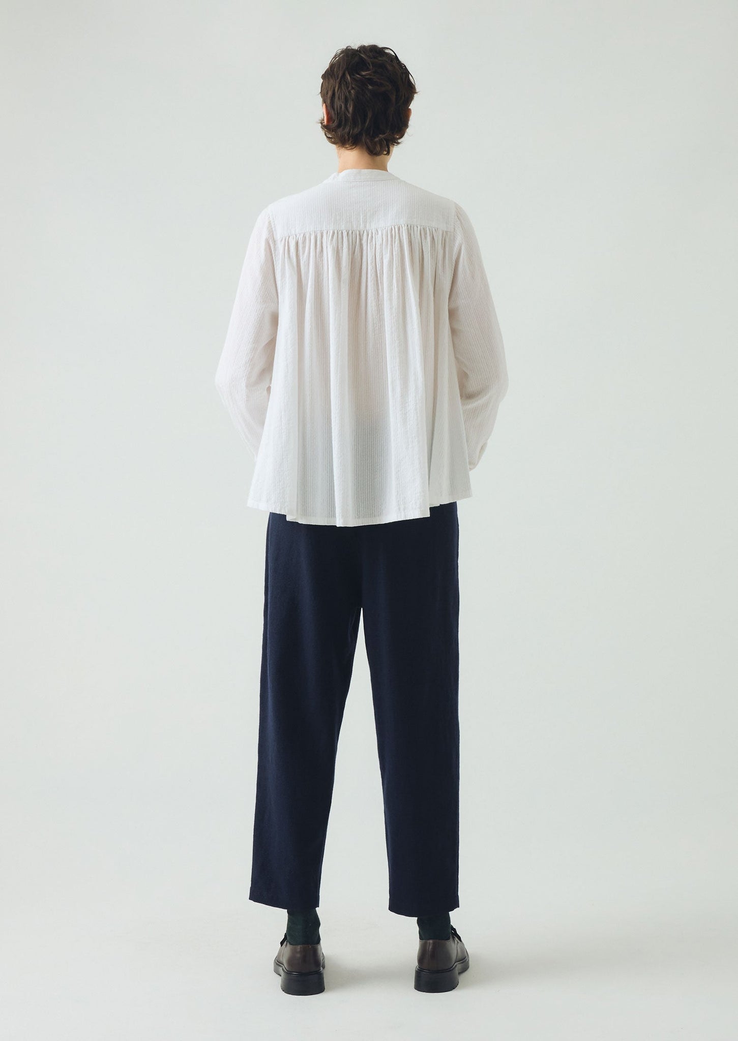 Alix Cotton Wool Houndstooth Trousers | Dark Navy