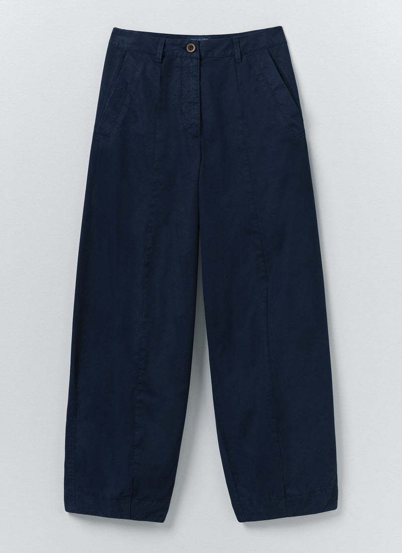 Sculpted Cotton Twill Trousers | Mid Blue