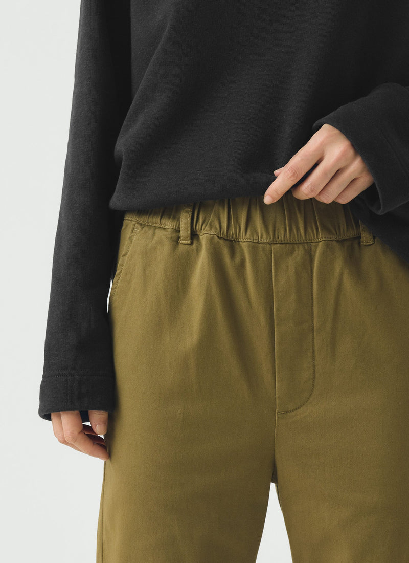 Gabi Cotton Pull On Trousers | Olive Leaf