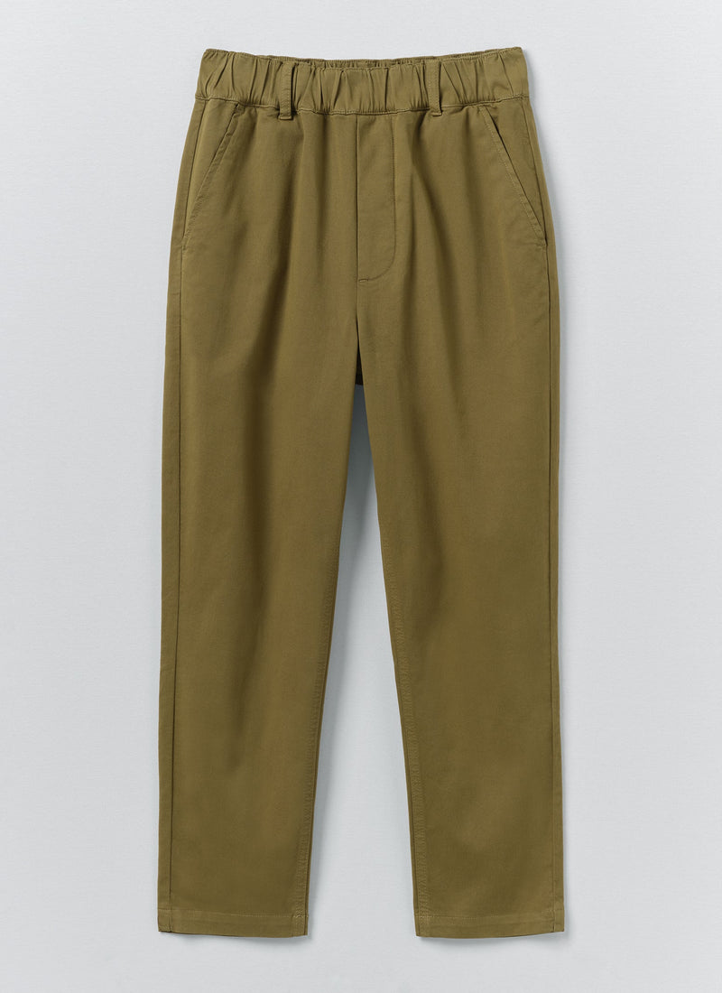 Gabi Cotton Pull On Trousers | Olive Leaf