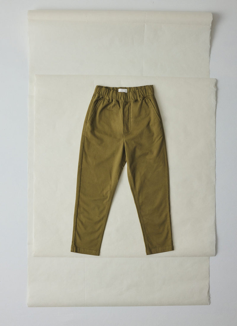 Gabi Cotton Pull On Trousers | Olive Leaf