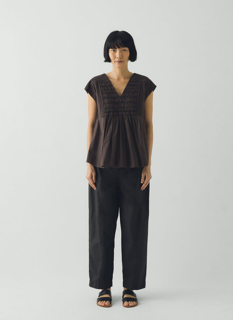 Cotton Twill Belted Trousers | Smoke