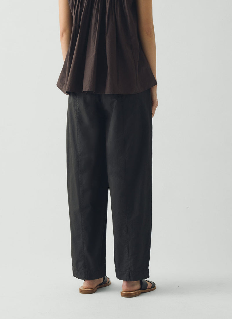 Cotton Twill Belted Trousers | Smoke
